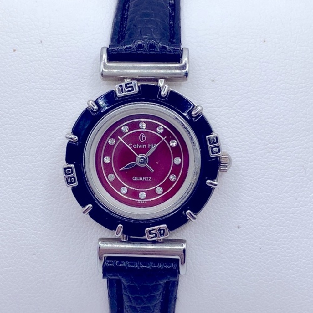 Working! Ladies Calvin Hill Quartz Small Round Face Rhinestine Watch